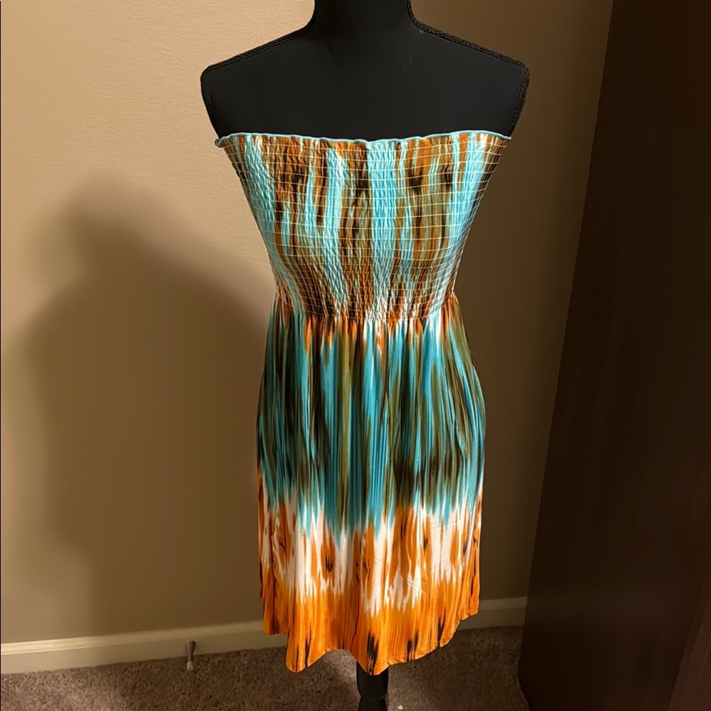 Cute Multicolored Macy's Strapless Sundress